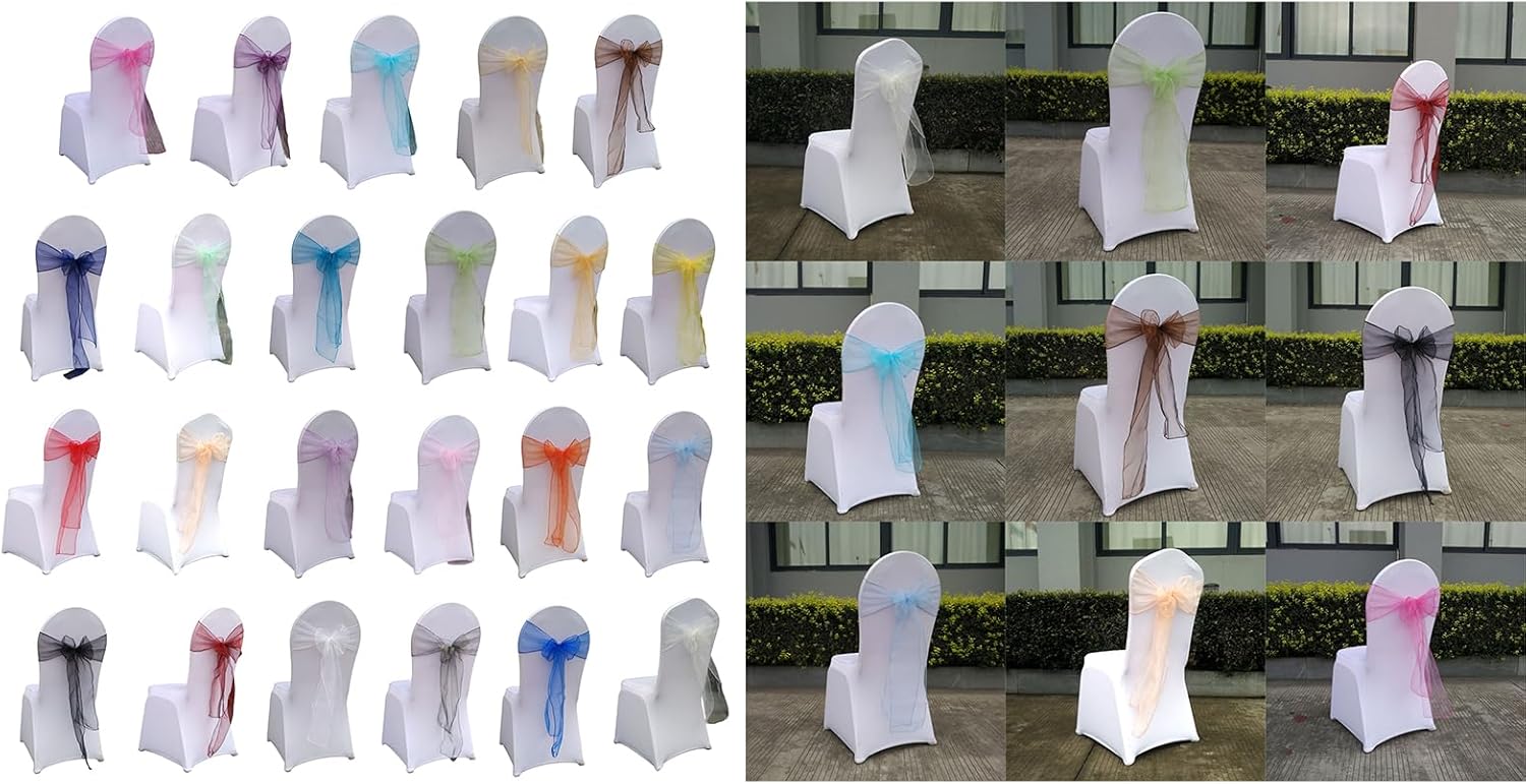 Ribbon Bows, Bows for Chair Colorful Elegant Chair Sashes for Wedding, Party, Birthday, Hotel, Banques Decors 10PCS