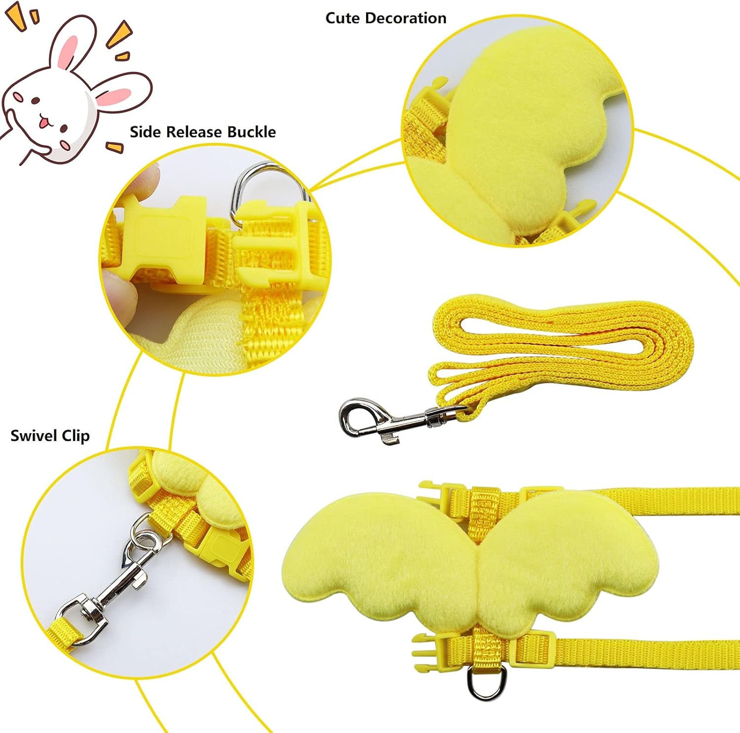 Buy Rabbit Pet Adjustable Harness Vest Collar Leash with Small Wings
