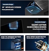 Vista 5 de Nileole Trasladador de cartas silencioso y recargable de 2 barajas, barajador eléctrico silencioso automático de 2000 mAh, naipes, Texas Hold'em