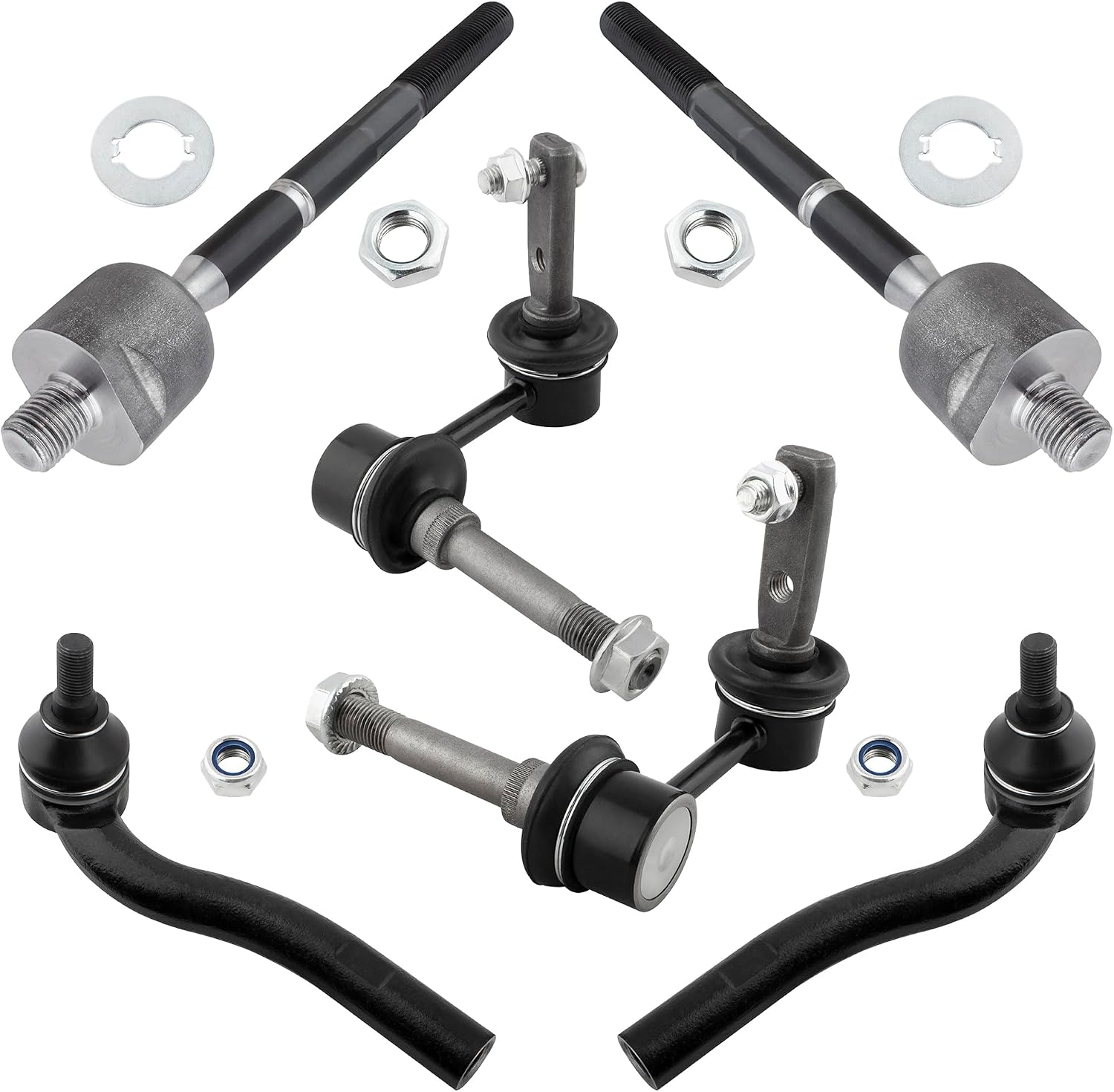 6Pcs Suspension Kit Front Inner & Outer Tie Rod End Stabilizer Sway Bar Links Fit For Lexus SC430 2002 2003 2004 2005 2006 2007 2008 2009 2010 Replace# K90675 K90679 ES80584 ES80585 EV800543