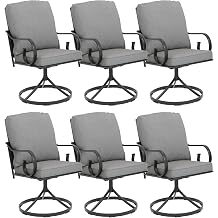 MELLCOM Outdoor Swivel Rocker Patio Chairs with Grey Cushions, Set of 2