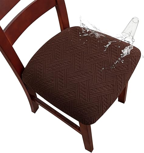 Genina Fundas impermeables de asiento para silla de comedor, fundas elásticas para sillas de comedor, fundas protectoras para silla de comedor,