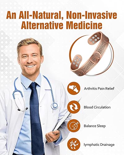 Miniatura 6 de Jecanori Pulseras magnéticas de cobre eficaces para mujeres y hombres, pulsera magnética ultra resistente, Cobre, No es una piedra preciosa