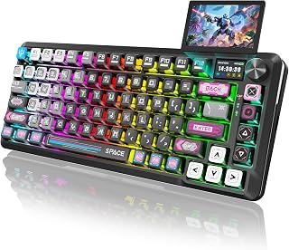 Redragon K708MC Wireless Mechanical Gaming Keyboard: Cyber Mecha Keycaps, Smart Screen & Knob, Tri-Mode, Hot-Swappable Wukong Switches, RGB
