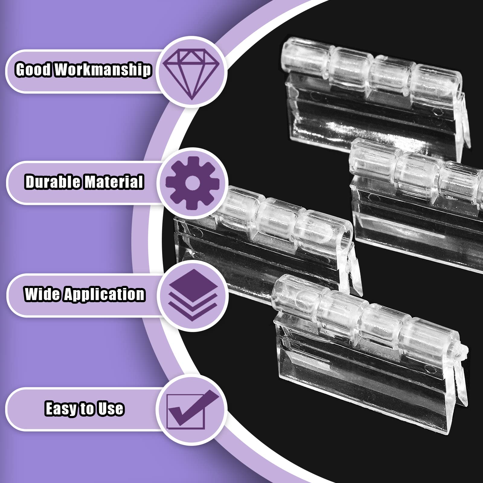 Swpeet Assortment Kit: 60 Pcs Mini Acrylic Hinges, Hasps, Lock Buckle Latches & Folding Hinges for Cabinet Drawer