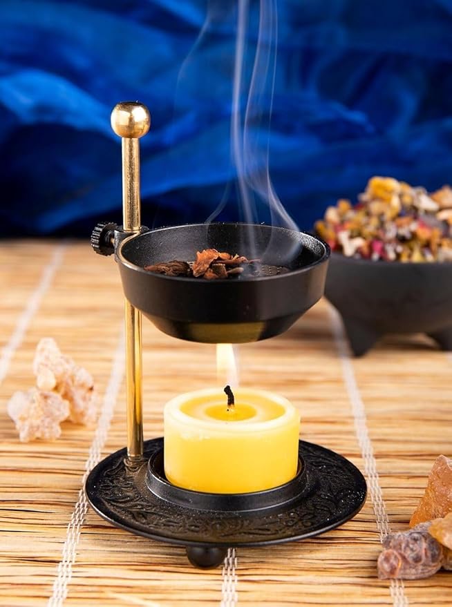 Difusor de Aromas Metálico con Portavelas Negro y Dorado miniatura 3