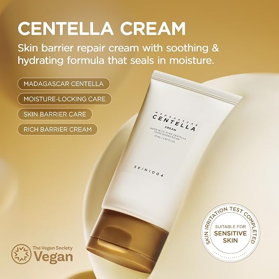 SKIN1004 Madagaskar Centella Kremi, Centella Asiatica ile Kore Yüz Nemlendirici, Panthenol ve Shea Yağı ile Yüz Kremi, Yatıştırıcı Yüz Nemlendirici, Günlük Kore Cilt Bakımı, 2.53 fl.oz, 75ml