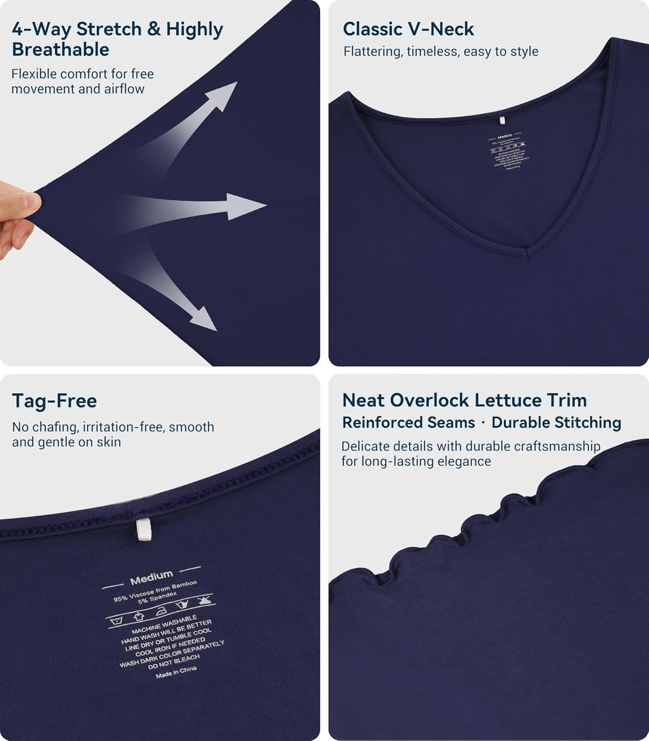 WiWi Womens Viscose from Bamboo Super Soft Nightgowns Short Sleeve Sleep Night Shirt Cooling Ladies Plus Size Sleepwear S-4X - Image 4