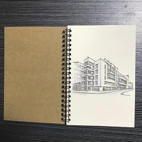 Miniatura 2 de ZAYOIZY Cuaderno de bocetos de papel kraft sin forro, cuaderno de bocetos encuadernado en espiral, libro de bocetos en blanco para garabatear,