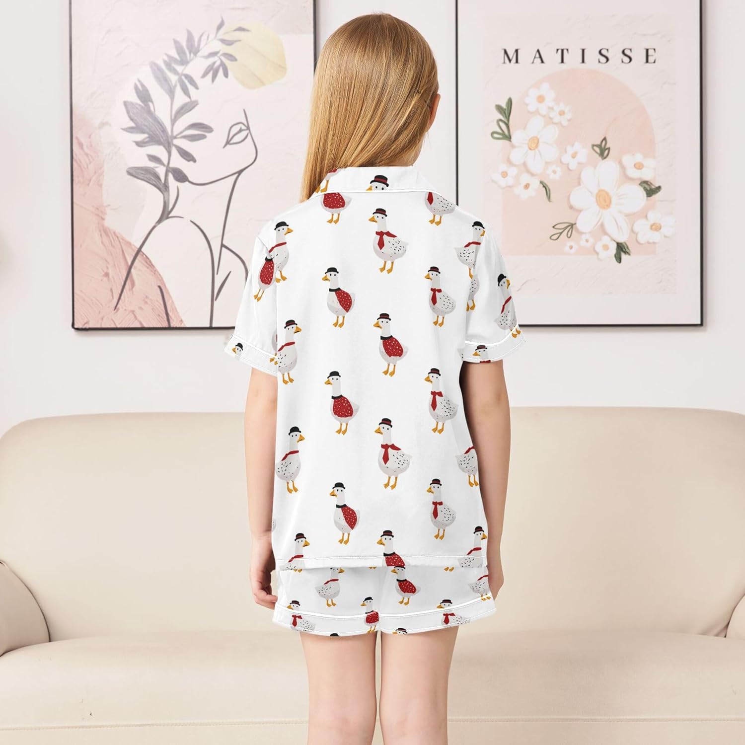 Silk Pajama Sets Short Sleeve Pajamas Soft Sleepwear 2 Piece Pjs Set