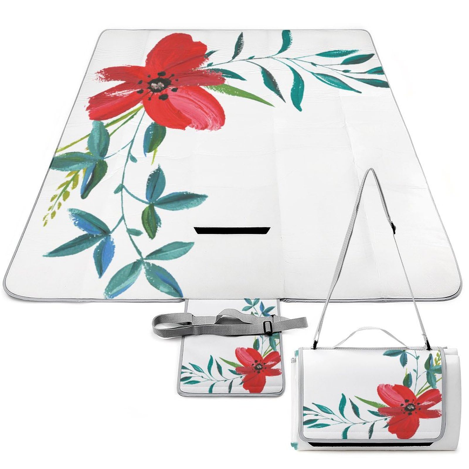 3D Impression Fleurs Couverture Pique Nique Tapis Pique Nique Nappe Picnic Couverture De Pique-Nique pour Camping, Parc, Jardin 148x148cm