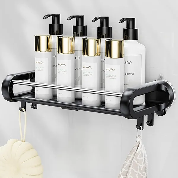 JOTPE Shower Caddy Suction Cup, Shower Shelf for Inside Showers Home & Kitchen Storage, NO-Drilling Removable Bath Organizer Suction Powerful Heavy Duty Hold up to 22LB, Wall Mounted Easy Install