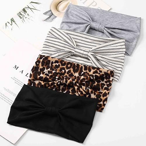 Miniatura 2 de Acenail Diademas anchas para mujer, diadema de turbante anudada, elásticas, antideslizantes, bandas para la cabeza, bandas deportivas para yoga,