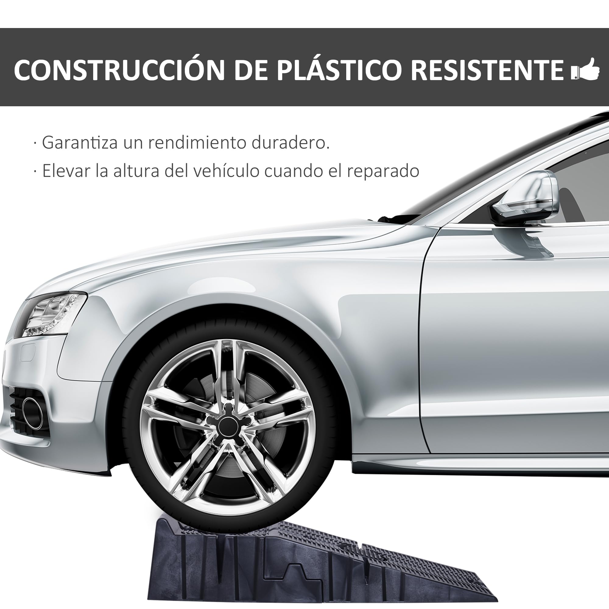 DURHAND Juego de 2 Rampas para Coche de Plástico SUV 91x30x21 cm Negro | Rampas Portátiles, Carga 3 Toneladas, para Coches Estándares, Furgonetas Pequeñas