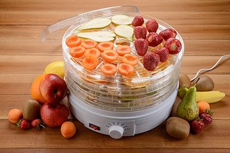 Kliffo 500W 5 Tray Electric Food Dehydrator,Preserver, Jerky Maker with Adjustable Temperature Food Grade Spice Herb Meat Fish Drying Fruits Vegetable Dryer and Healthy Nutrition For Home