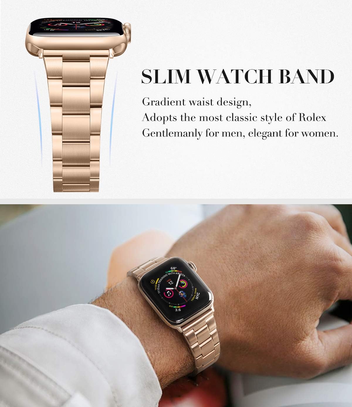 CCnutri Compatible with Apple Watch Bands 38mm 40mm 41mm 42mm 44mm 45mm, Innovative No Tool Needed Stainless Steel Replacement Straps iWatch Bracelet for Apple Watch Series 7 6 5 4 3 2 1 SE