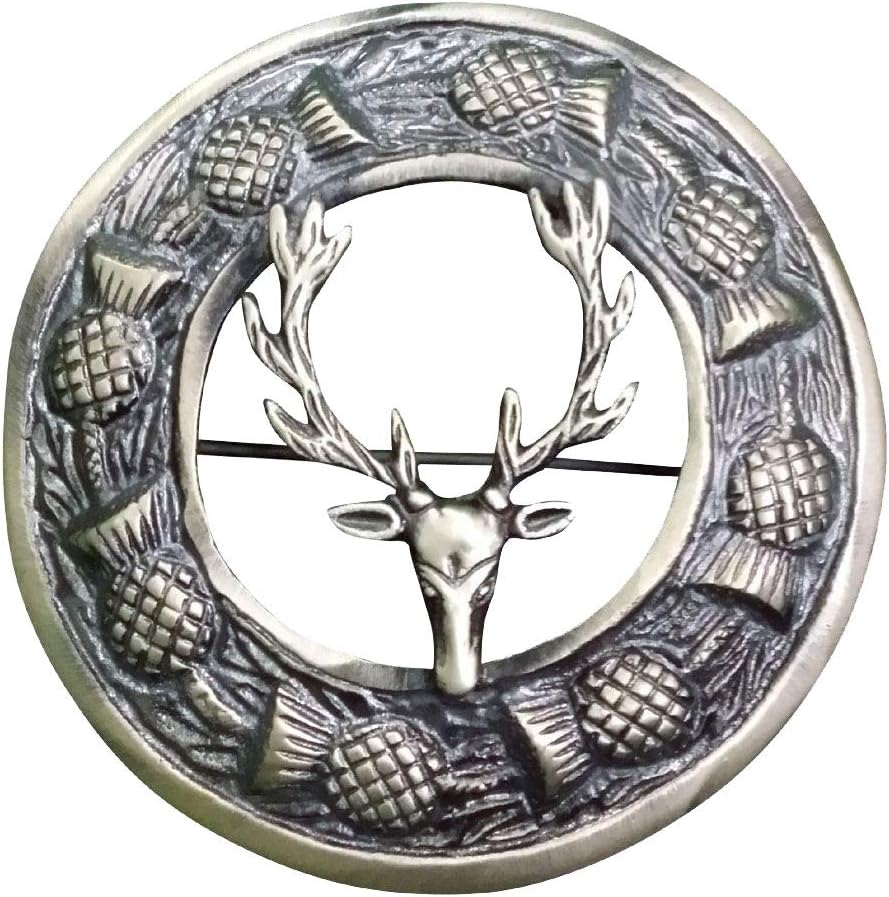 Spilla Per Kilt Scozzese - Nodo Celtico In Ottone Argentato 7,6cm - Foto 9