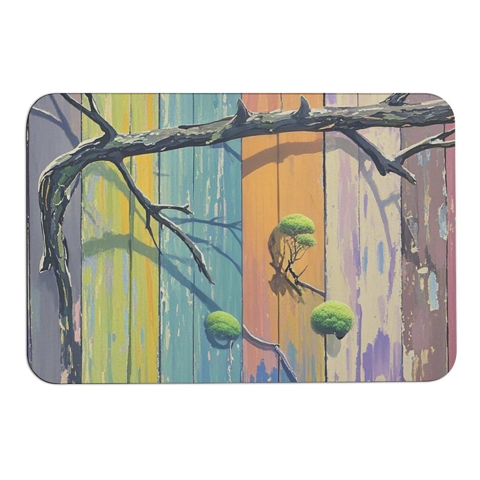 Tapis de sol antidérapant et absorbant en boue douce motif branches pour cuisine