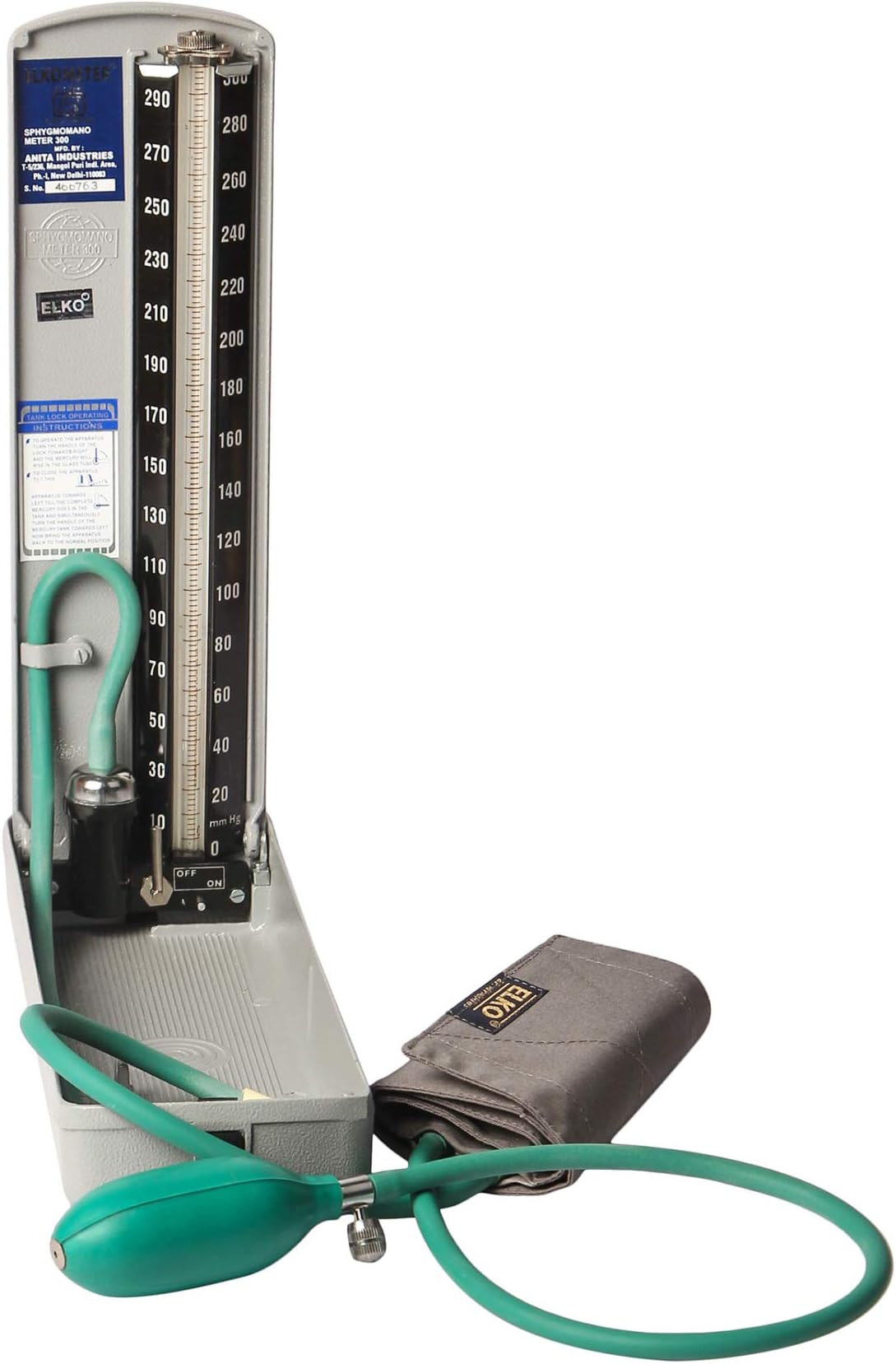 ELKO Regular Mercury Sphygmomanometer/Blood Pressure Monitor (White)