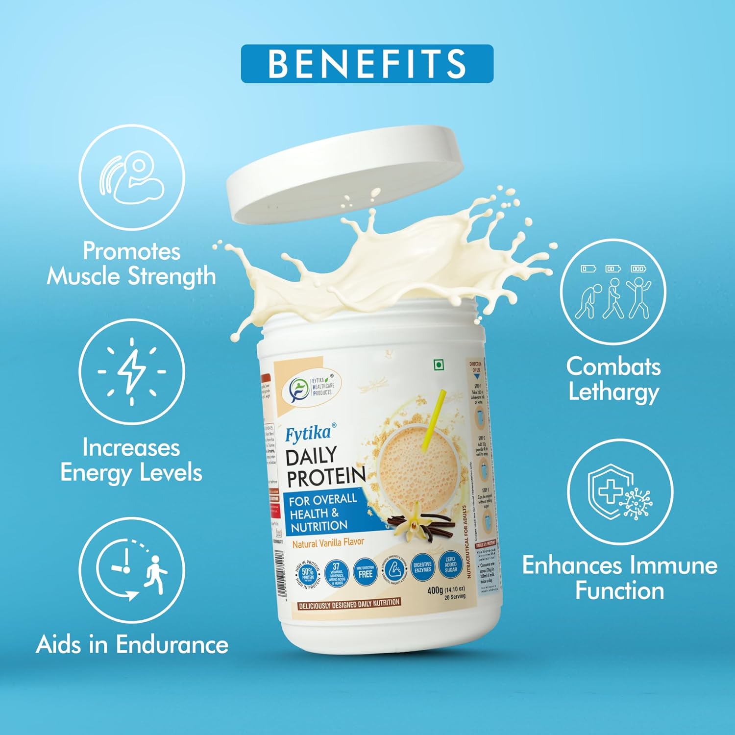 Fytika Wellness Vitality Trio - Fytika Daily Protein Powder Vanilla Flavour, Vita 365 and Fit Liver Trio : Boosts Energy, Manages Stress, Detoxifies Liver, Completes Nutrition | 400 G, 60 Tablets Each Fytika Wellness Vitality Trio - Fytika Daily Protein Powder Vanilla Flavour, Vita 365 and Fit Liver Trio : Boosts Energy, Manages Stress, Detoxifies Liver, Completes Nutrition | 400 G, 60 Tablets Each