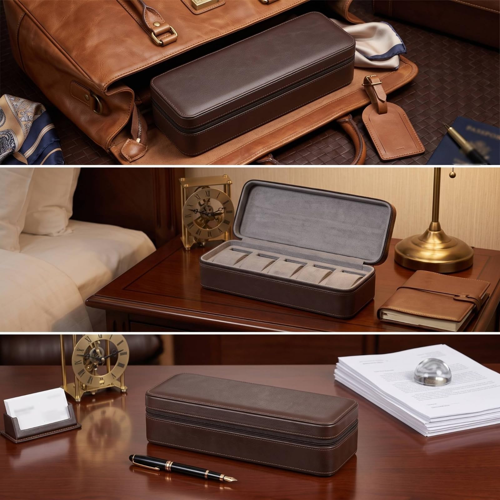 Organizador Relojes Rígido Estuche Acolchado para Viajeros, Coleccionistas, Viajes, Casa, Negro