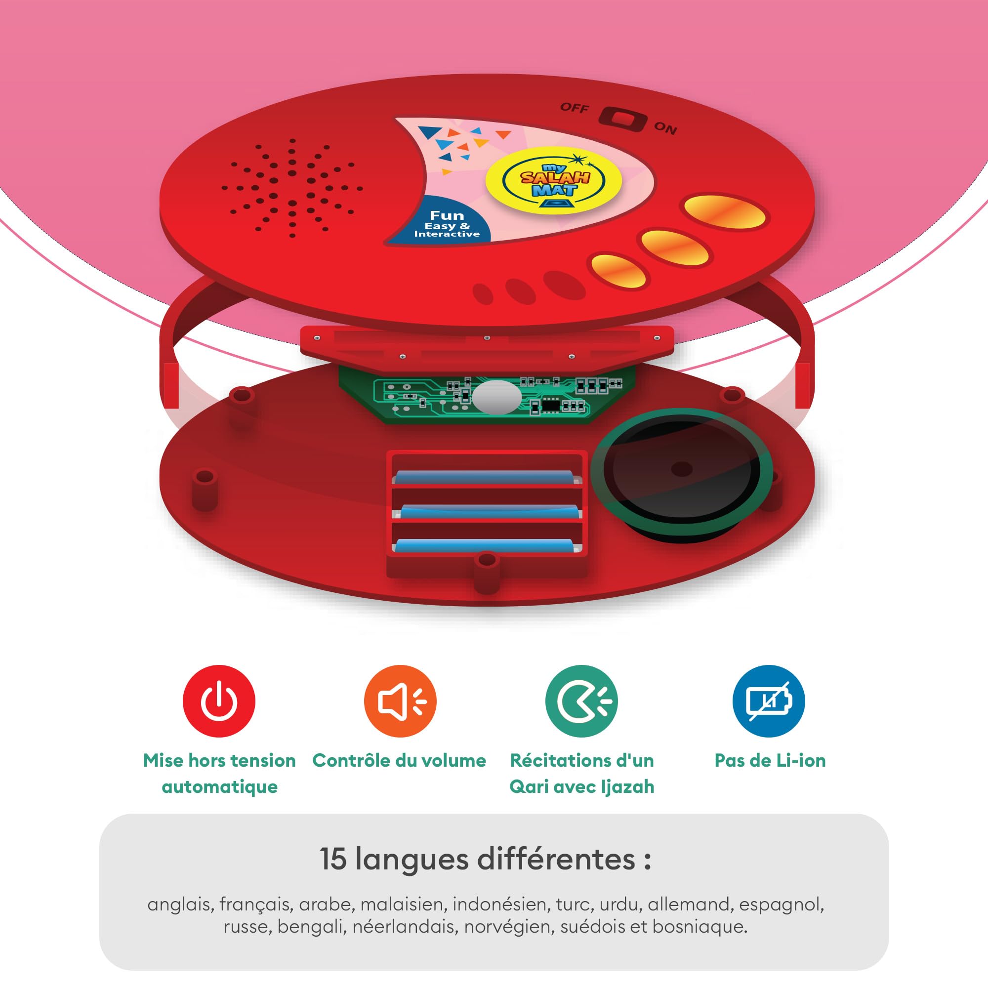 Tapis de prière Musulman Enfant - Tapis de prière Musulman électronique pour Apprendre la Salat - Tapis prière avec 15 Langues et Haut-Parleur - Livres islamiques pour Les 3 à 8 Ans par My Salah Mat