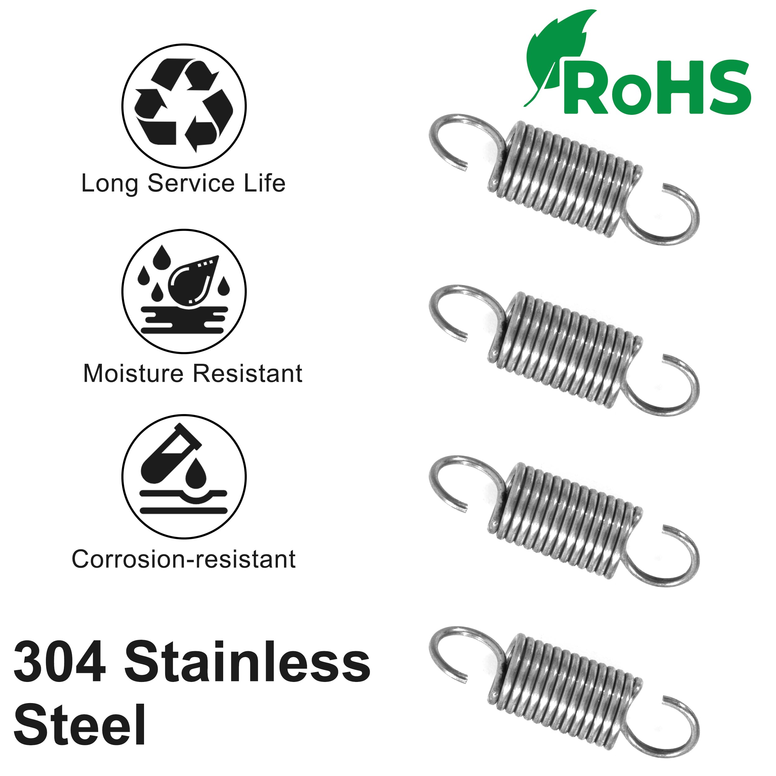 20 Ressorts De Traction En Acier Inoxydable - 20mm, Fil 0.7mm, Diamètre 6mm, Force 1.32kg - 3