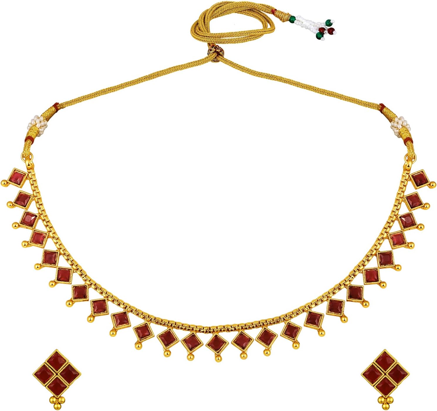 Indian Gold Plated Jewelry Set. Necklace Earring Combo Traditional Bridal Jewelry for Wedding Festive. South Indian Bollywood Fashion Jewelry. Gift for Women.