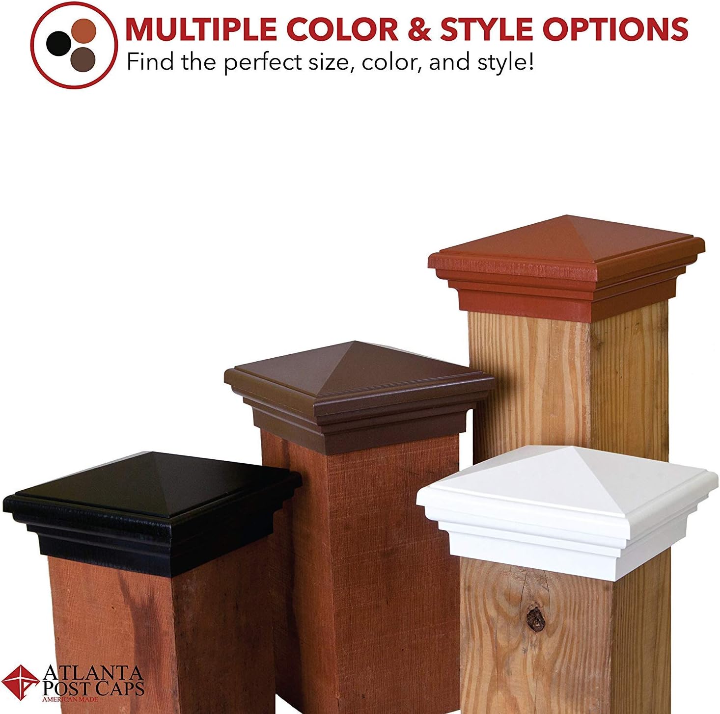 6x6 Black Post Cap (5.5") (Case of 14) | Black 6x6 Post Cap Pyramid Style Deck Post Cap for Fences and Decks. fits Wood 6x6 (5.5"x5.5" up to 5.75"x5.75") Deck Post Black Polymer by Atlanta Post Caps