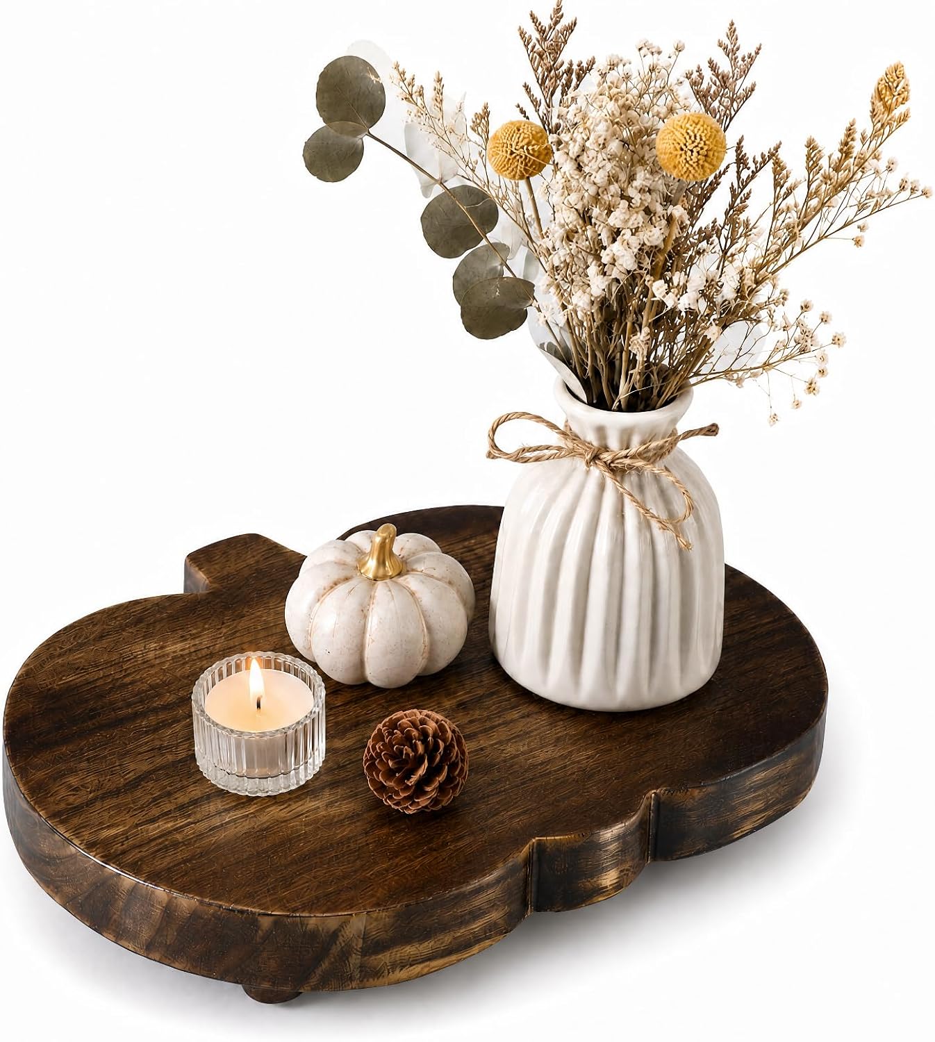 Wood Riser for Kitchen Counter Large Wood Pumpkin Tray, 12" x 9.5"