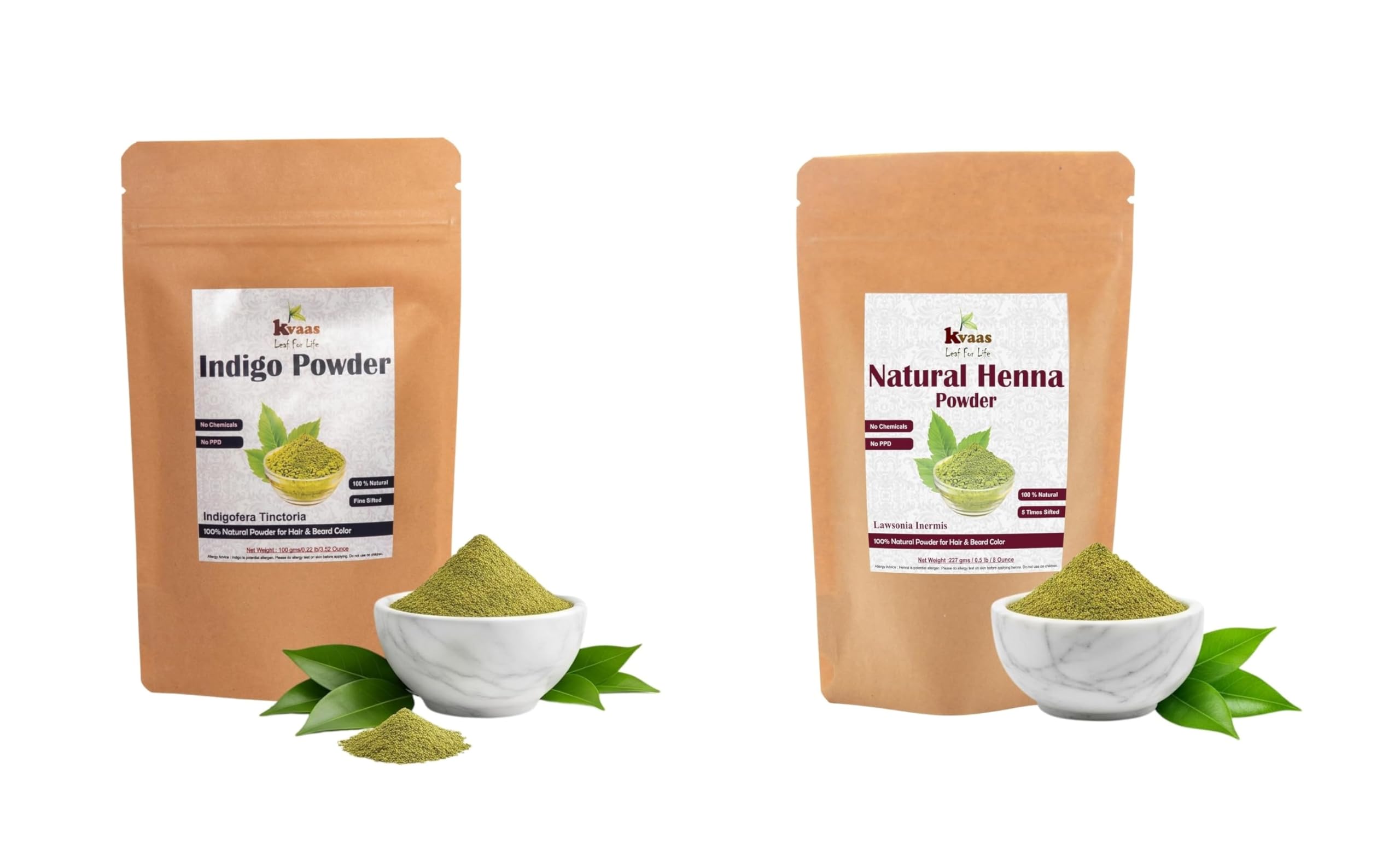Kvaas Henna & Indigo Powder Combo for Natural Hair Color | 100g Each | 100% Pure & Chemical-Free | Hair Color Super Saver Combo-picture-18