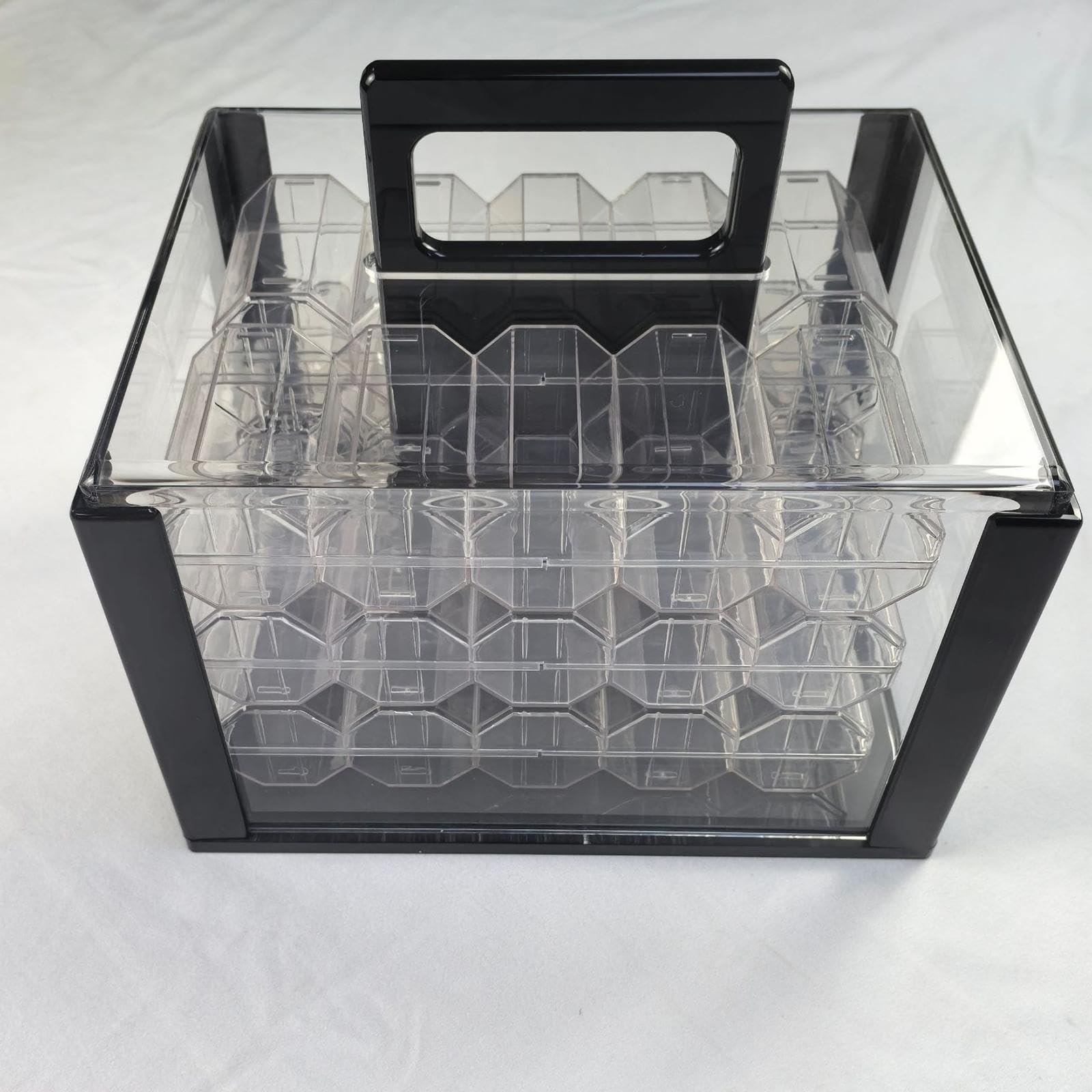 F Fityle Vitrina para chips, a prueba de polvo, con capacidad para 600 piezas, caja de almacenamiento multiusos para accesorios de juegos deportivos, con 6 Cajas de 43 Mm