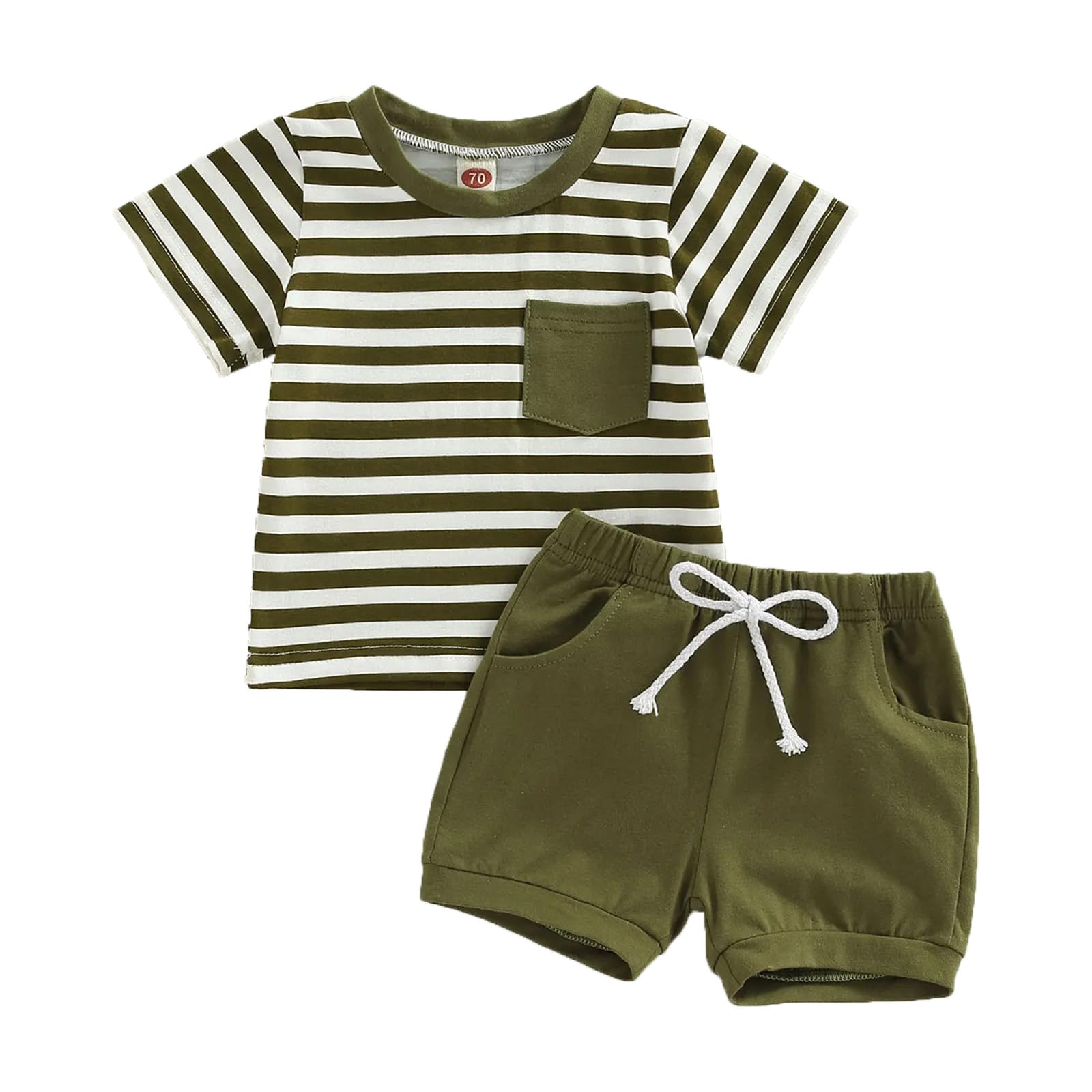 Conjunto Ropa para Niño Camiseta Top Rayas de Manga Corta y Cintura Elástica Pantalones Cortos 2Pcs Verano Shorts Trajes Bebé Outfit
