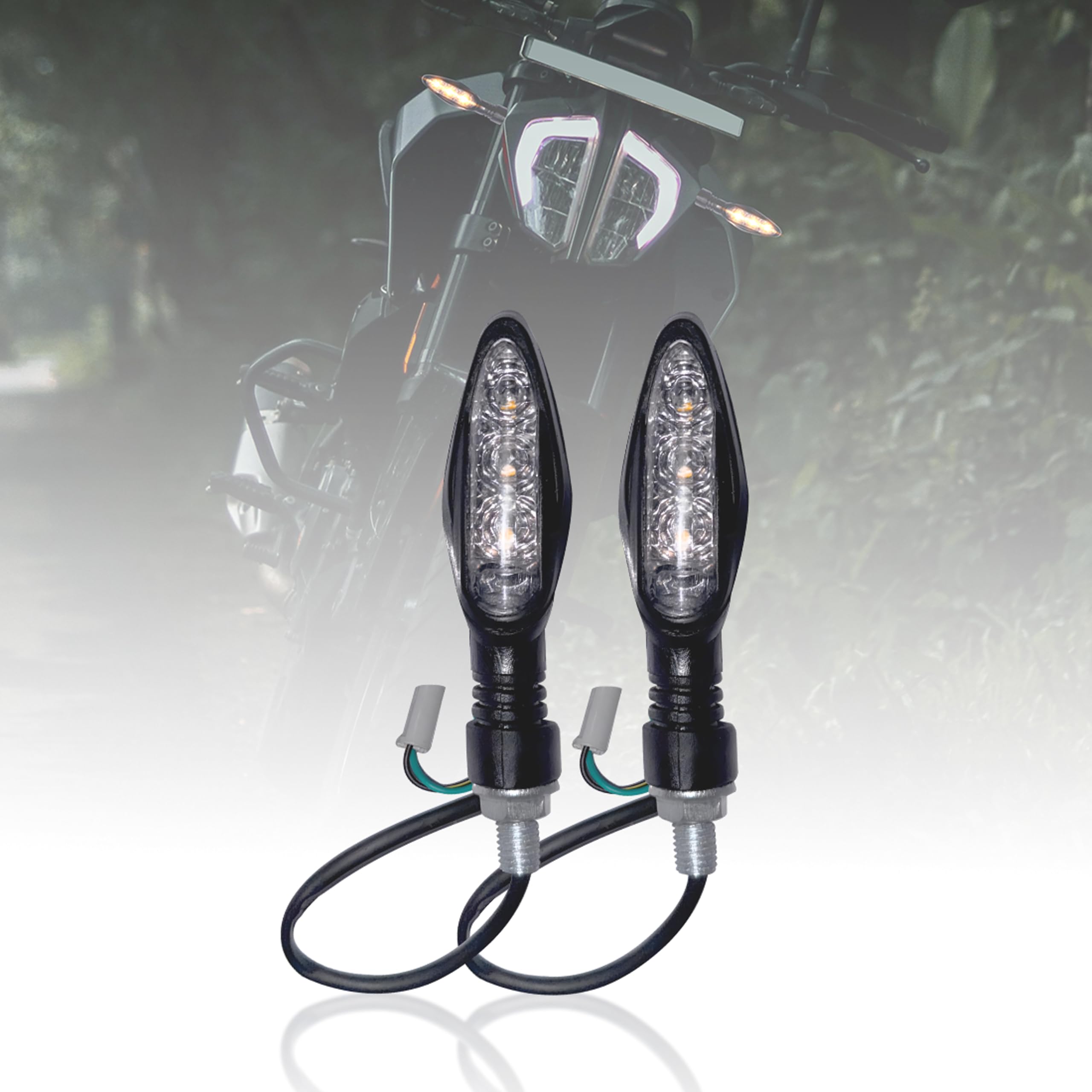 MIKANIX Amber 3 LED Turn Signal Indicator Light Lamp for All KTM Bikes (Set of 2) (Pack of 2)-image-25