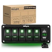 Vista 23 de Nilight Caja de interruptor basculante de 2 cuadrillas 12V SPST ON Off PD tipo C y QC 3.0 cargador USB, voltímetro, panel de aluminio impermeable