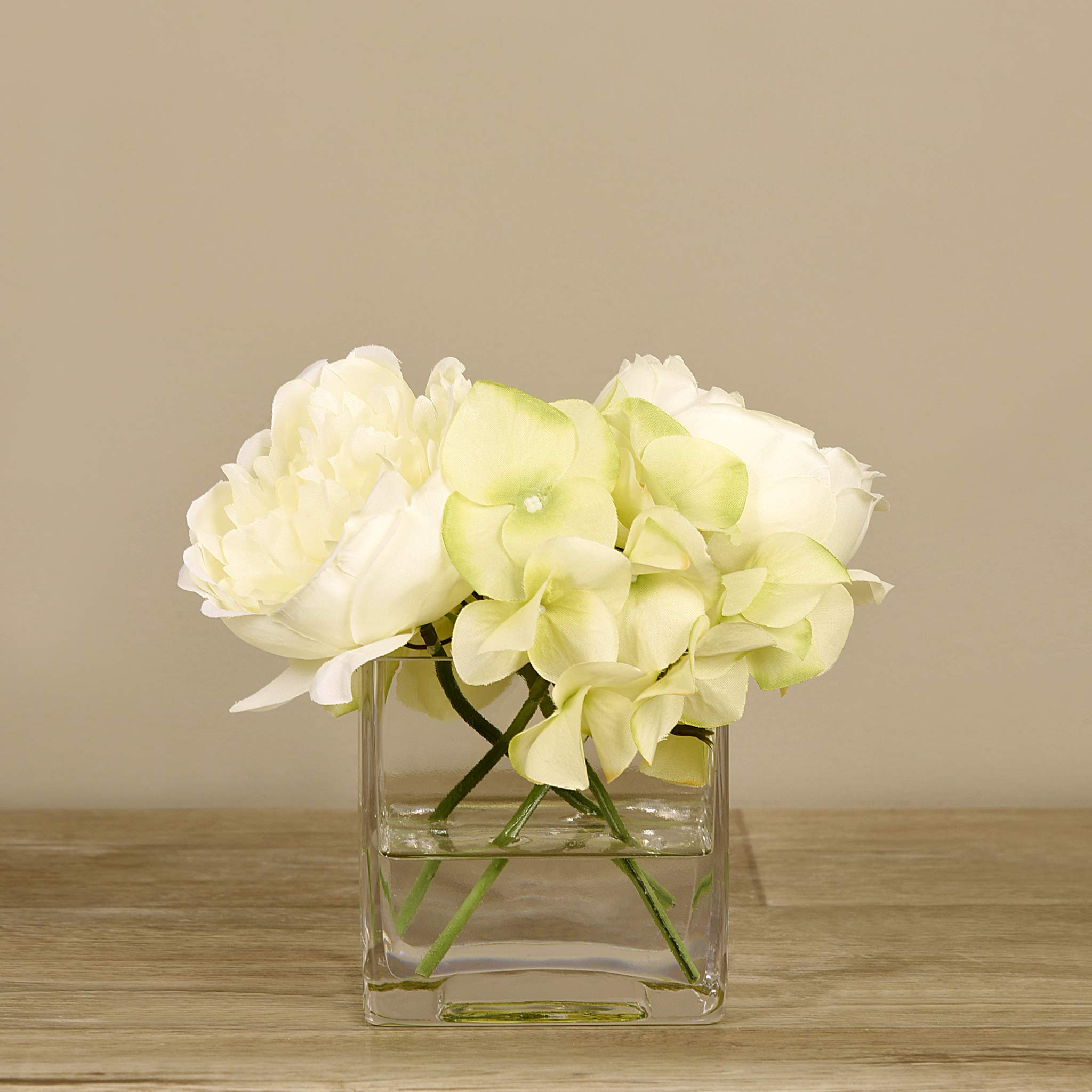 BLOOMR Hydrangea/Rose Arrangement, white/cream, "h 7""" (5717-10-1)