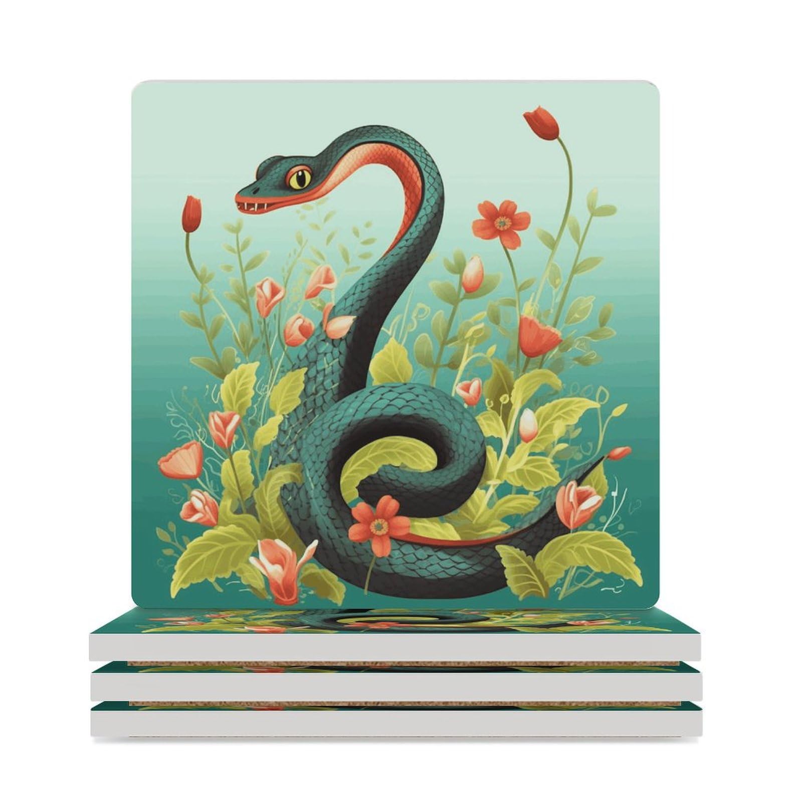 Dessous de verre serpent fleur réutilisable table basse salon