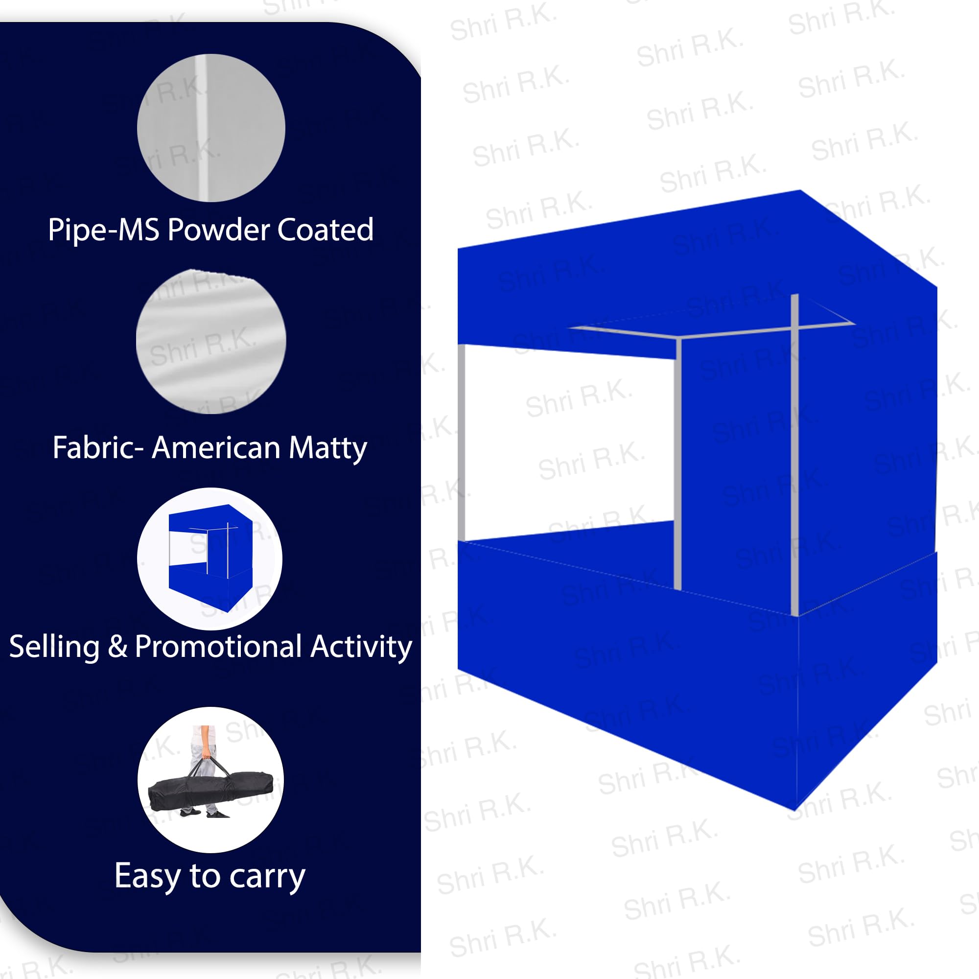 Shri R. K. Canopy Tent with Blue Tetron Cloth for Promotional Advertising Portable Tent Blue-6x6x7 - Image 4 thumbnail