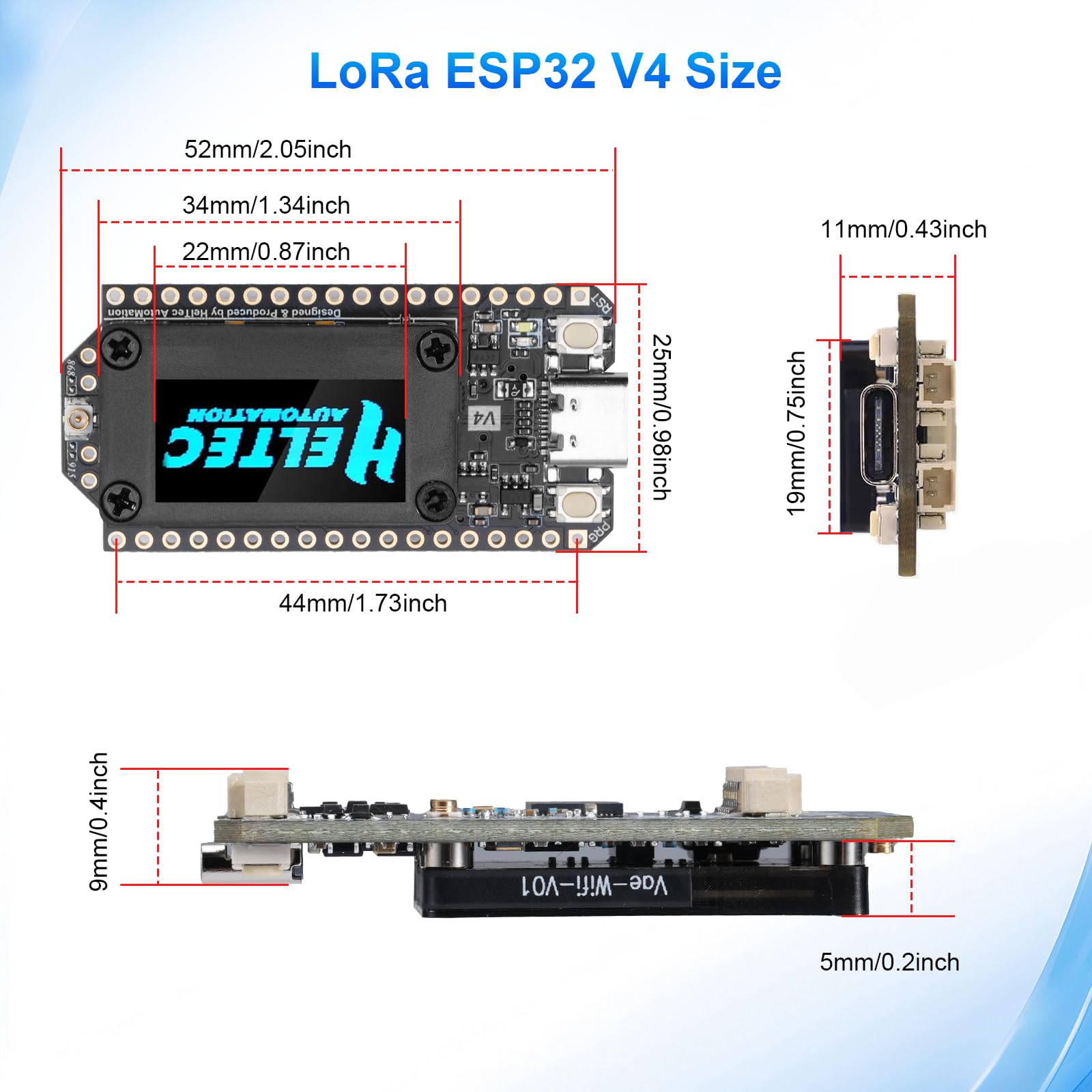 LoRa ESP32 V4 - Scheda di sviluppo APKLVSR ESP32-S3 LoRa 32 V4 con display OLED, 868 MHz, antenna WiFi integrata, chip ESP32-S3 SX-1262, per tastiera Mesh IoT Arduino LoRaWAN (2 pezzi)