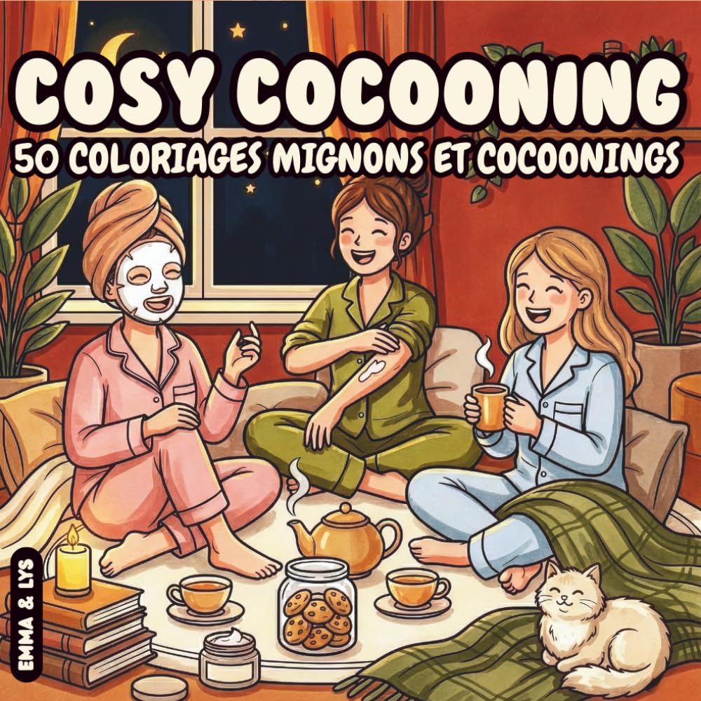 Cosy Cocooning: Coloriages mignons et cocoonings. 50 scènes cosys du quotidien, simples, cutes, et réconfortantes. Cahier de coloriage pour adultes & adolescents