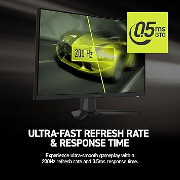 msi MAG 272F 27-inch 1920 x 1080 (FHD) Gaming Office Monitor, 200Hz, AMD FreeSync Premium, HDR Ready, HDMI, VGA Port, VESA, Tilt, 0.5ms, Black