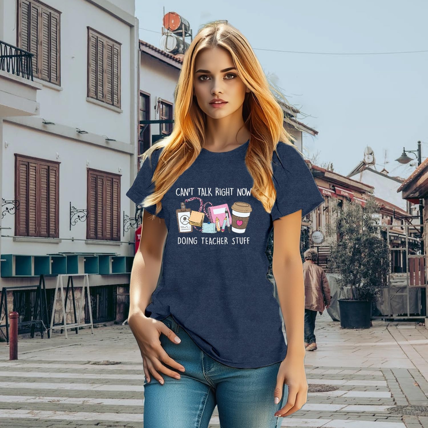 Womens Teacher Shirts Teaching T-Shirt Doing Teacher Stuff Tee Tops - Image 3