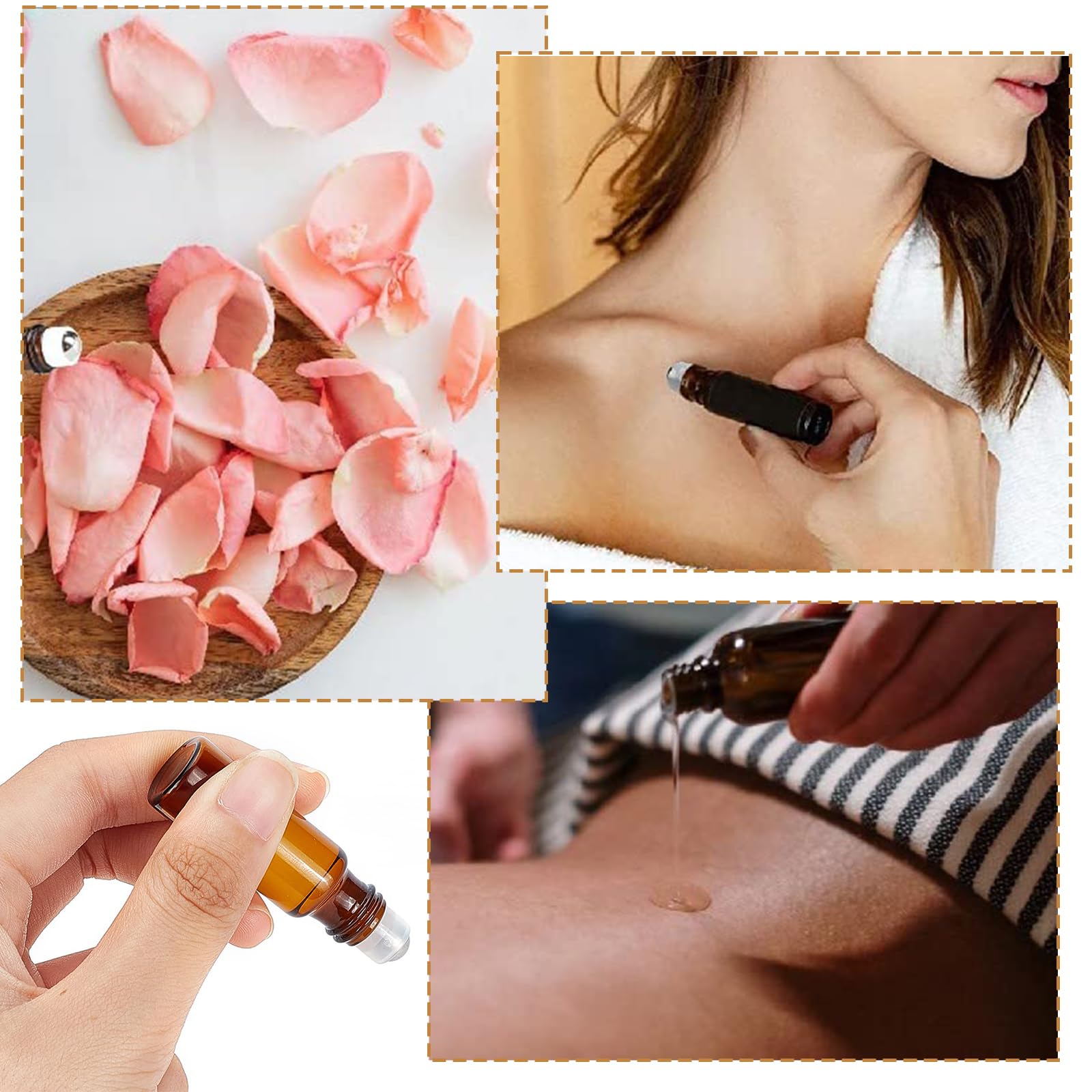 5 ml Roll On Vuoto per Oli Essenziali - 4Pcs Marrone Bottiglie Vuote in Vetro, con Sfera in Acciaio Inossidabile, Boccette Vetro per Aromaterapia, Profumi, Oli Essenziali e Cosmetici