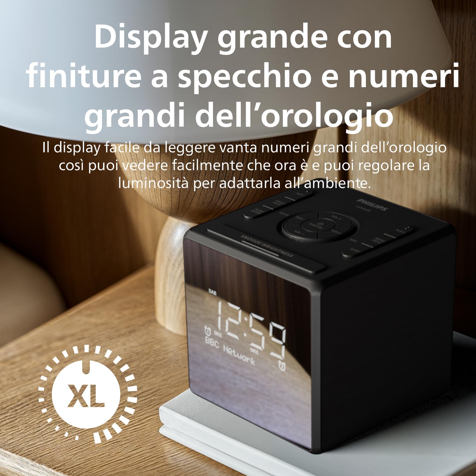 Philips TAR4650 Radio Sveglia DAB/FM con Doppio Allarme, USB e Multicavo