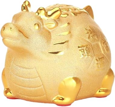 Piggy Bank Ceramic Dragon Figure Decorative Ornament Animal Sculpture Collector Statue Canister Figurine Money Jar Suitable for Home Decoration Office, 20x14x14CM