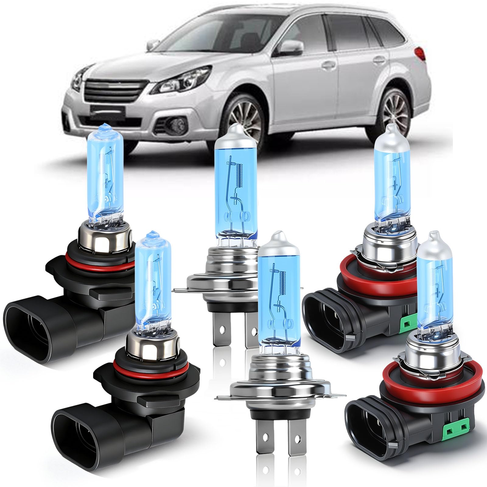CHUSYYRAY 9005/H7 LED Headlight Bulbs Combo For Subaru Outback Legacy 2005-2014 – 6000K White 100W