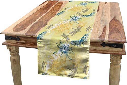 Miniatura 10 de Lunarable Talavera - Camino de mesa, azulejos cuadrados con diferentes motivos, estampado de flores de sol y luna, artículos geométricos, alfombra