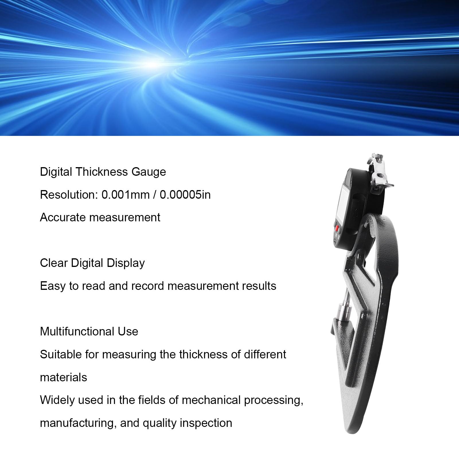 Generic Medidor de Espesor Digital Medidor de Espesor Digital de Resolución de 0,001 Mm de Alta Precisión para Procesamiento Mecánico Aleación de Aluminio 12,7 Mm