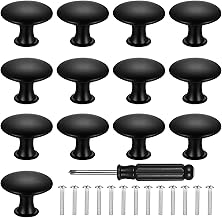 13 Pieces Cabinet Knobs and Handles, Cabinet Knobs, Round Cabinet Knobs, Antique Drawer Pulls for Furniture Kitchen Bathroom Cabinets Dressers (30 mm, Black)