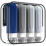 Mrsdry Travel Bottles for Toiletries, Tsa Approved 3oz Travel Size Containers BPA Free Leak Proof Refillable Liquid Silicone Squeezable Travel Accessories for Shampoo Conditioner Lotion (4 Pack)